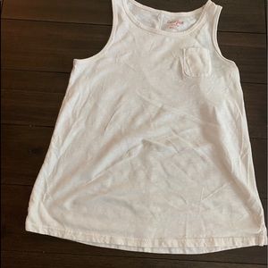 Plain white tank top with a front pocket
